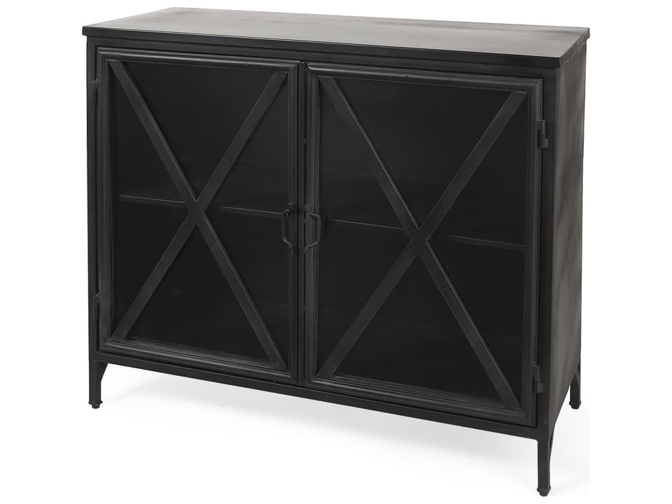 Poppy III 40L x 16W Black Metal With Glass Door Accent Cabinet