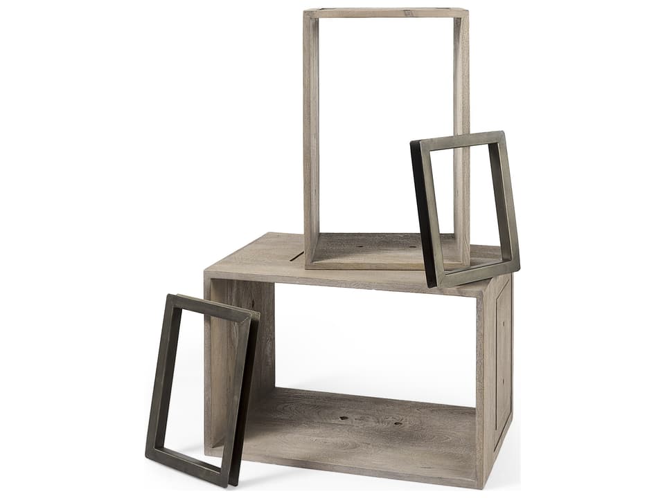 Simul (Set of 2) Light Brown Wood Modular Shelving Unit