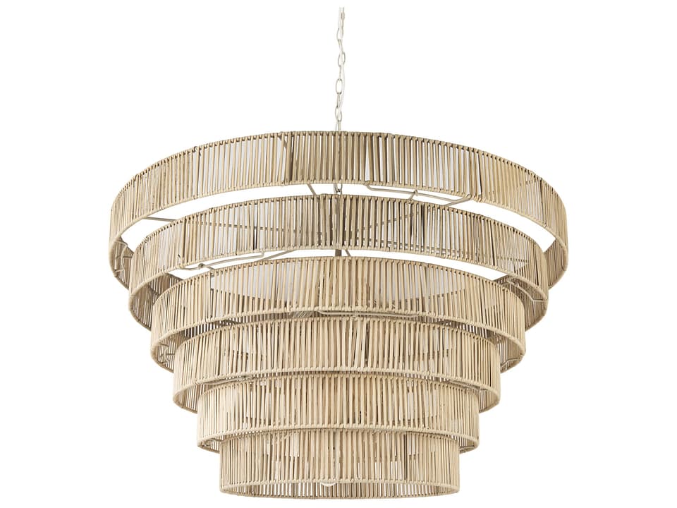 Marimba 7-Light 6-Tier Cane Chandelier in Natural Rattan