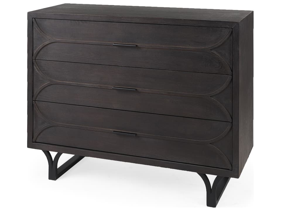 Giselle 40L x 16W Dark Brown Fir Veneer 3 Drawer Accent Cabinet