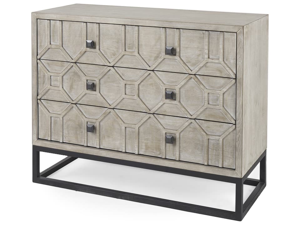 Genevieve 39L x 16W Light Brown Fir Veneer 3 Drawer Accent Cabinet