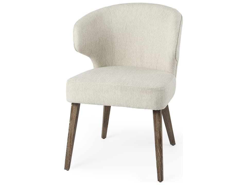 Niles 22.5L x 24.0W x 32.0H Cream Fabric Seat W/ Medium Brown Wooden Legs Wingback  Dining Chair