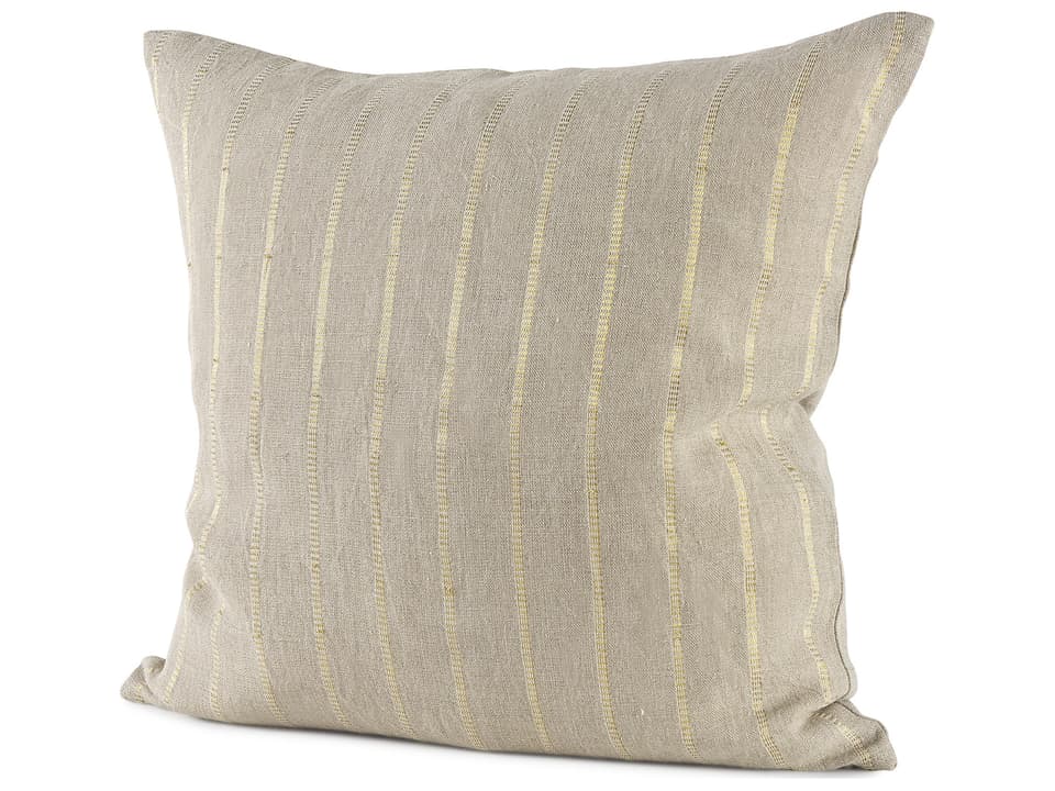 Danika 18x18 Beige and Gold Fabric Decorative Pillow Cover