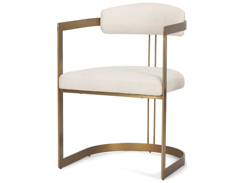 Hollyfield II Cream Fabric Seat W/ Gold Iron Frame Dining Chair