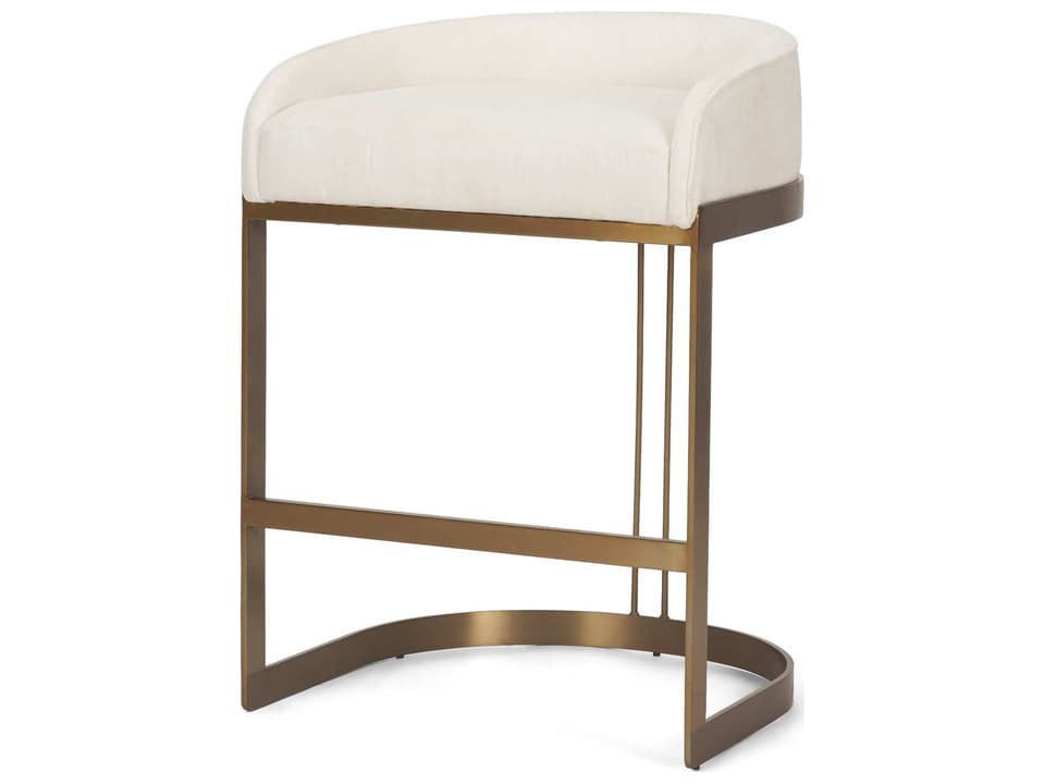 Hollyfield II Cream Fabric Counter Stool with Gold Metal Base