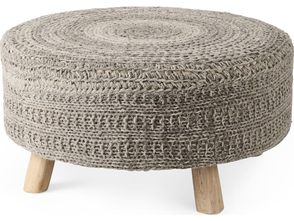 Bina 30.0L x 30.0W x 15.0H Dark Gray 4 Legged Wool Stool