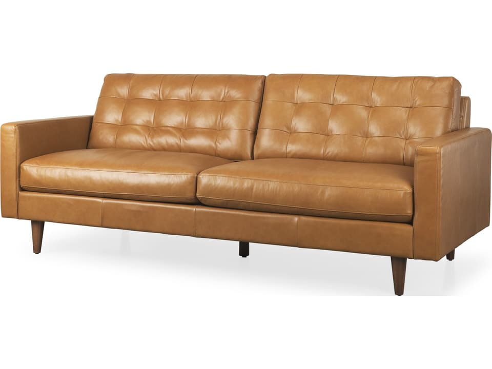 Olaf 88.2L x 37.8W x 35.0H Tan Leather Sofa