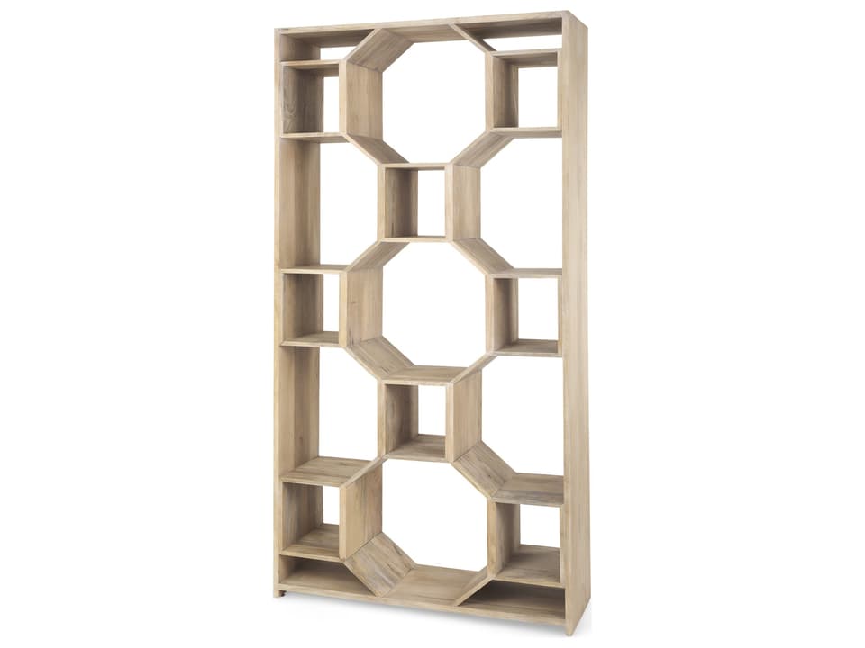 Traro 47.75L x 16.0W x 92.0H Blonde Wooden Compartment Shelving Unit