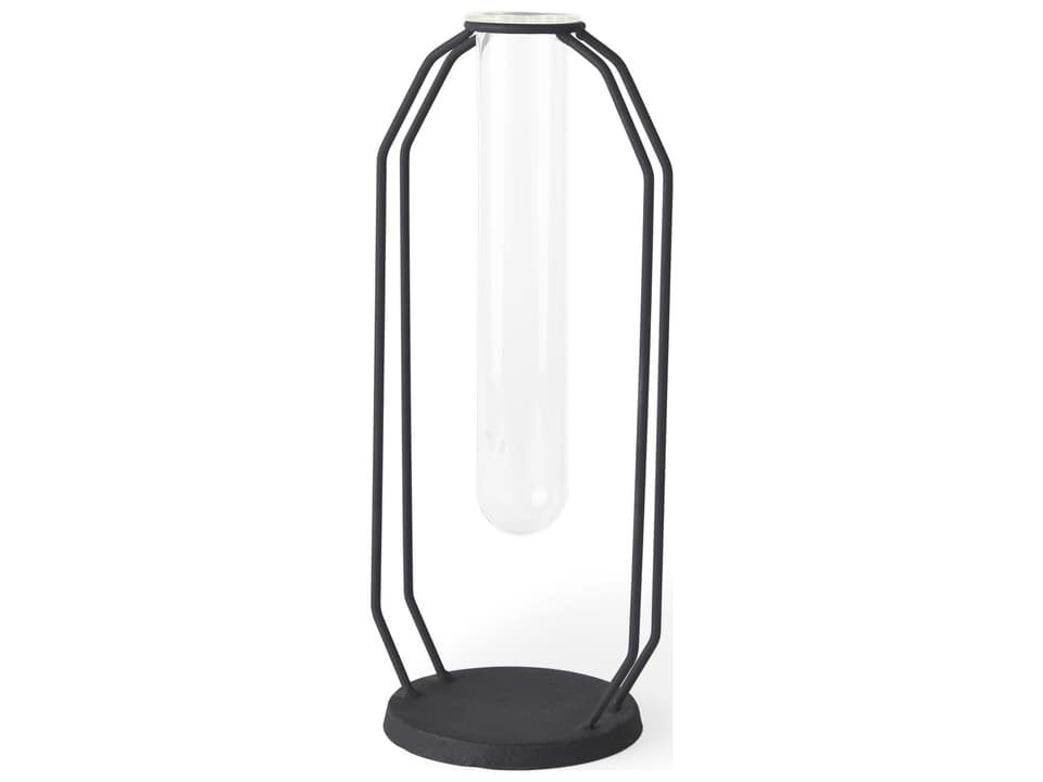 Aria Metal and Glass Decorative Holder in Matte Black