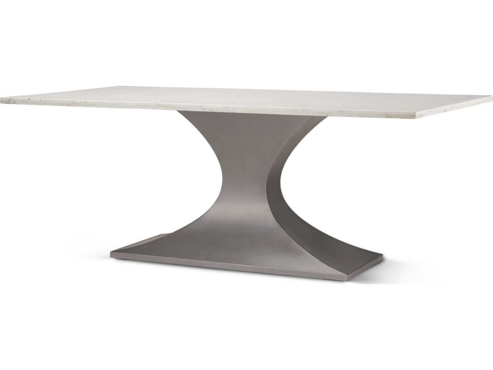 Maxton 79.0L x 39.0W x 30.0H Marble Top w/ Gunmetal Base Dining Table