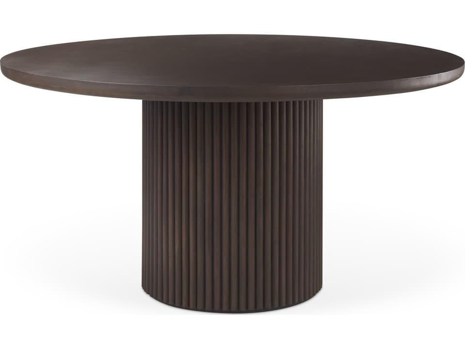 Terra 60L x 60W x 30H Dark Brown Wood Round Fluted Dining Table