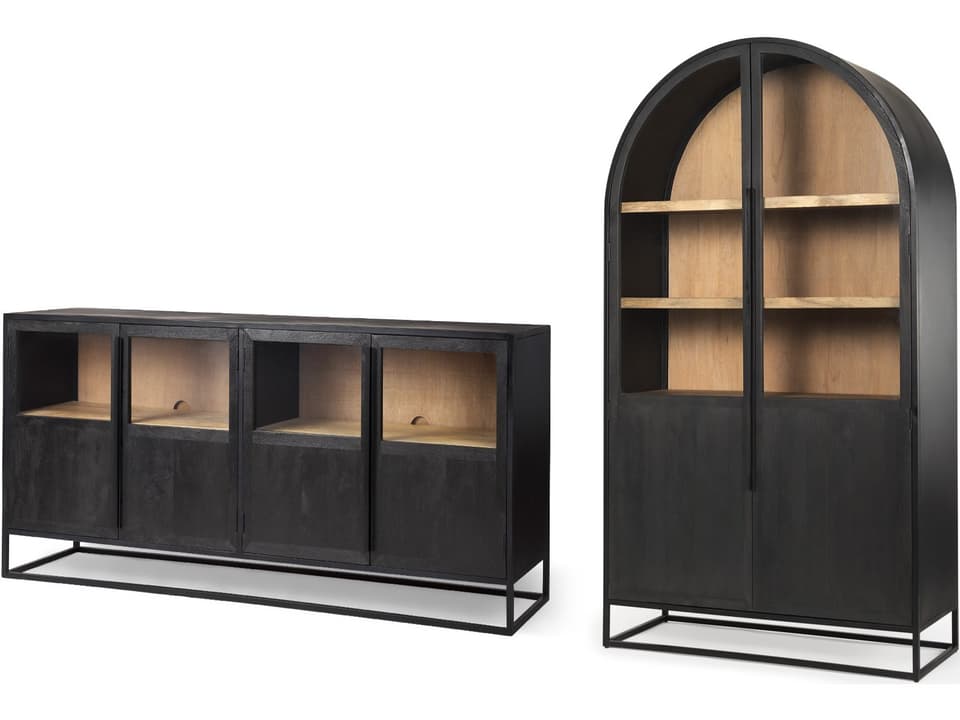 Sloan Black Arch Cabinet and Sideboard Package