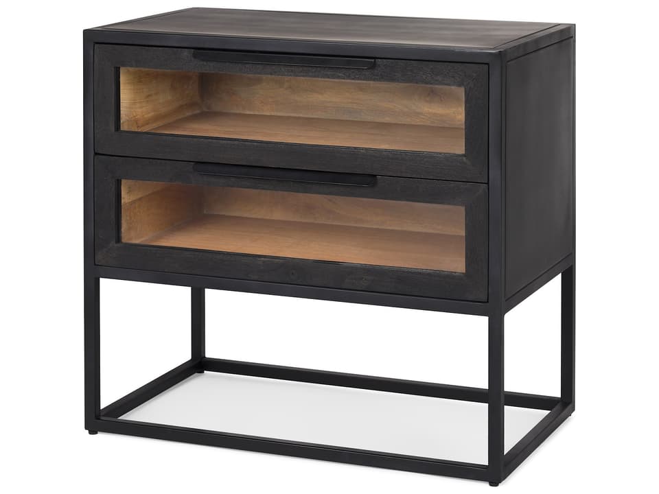 Sloan Black Wood W/Black Metal Frame Side Table