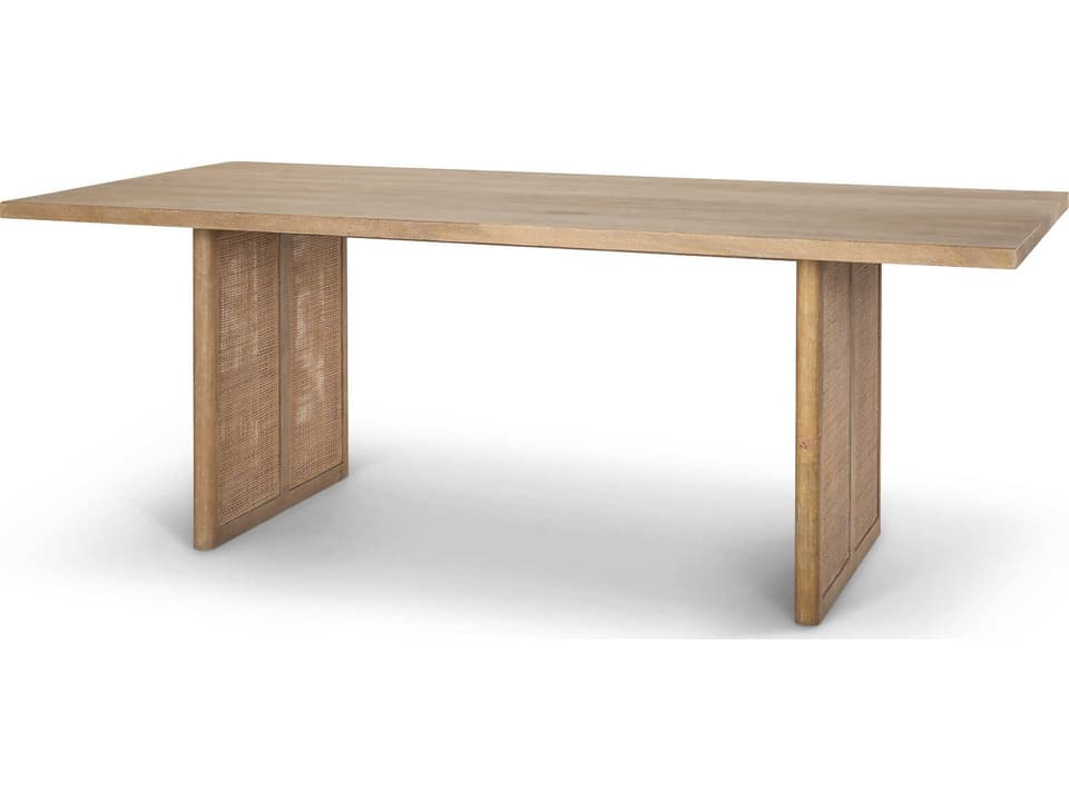 Grier 84" Light Brown Wood w/ Cane Dining Table