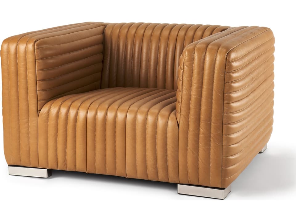 Ricciardo Cognac Leather Upholstered Arm Chair