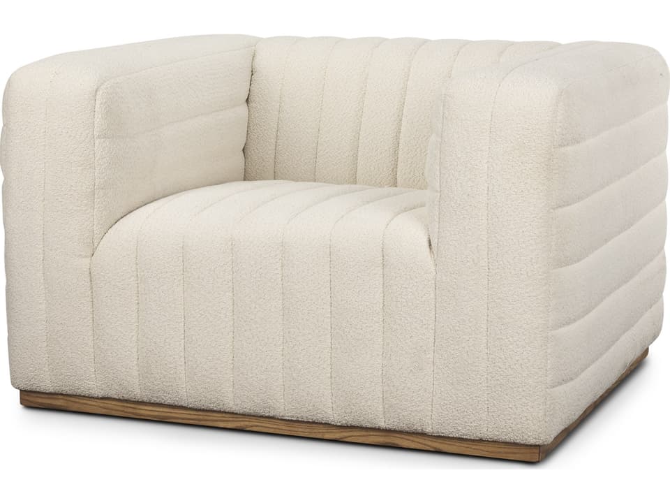 Ricciardo Cream Boucle Upholstered Accent Arm Chair with Wooden Feet