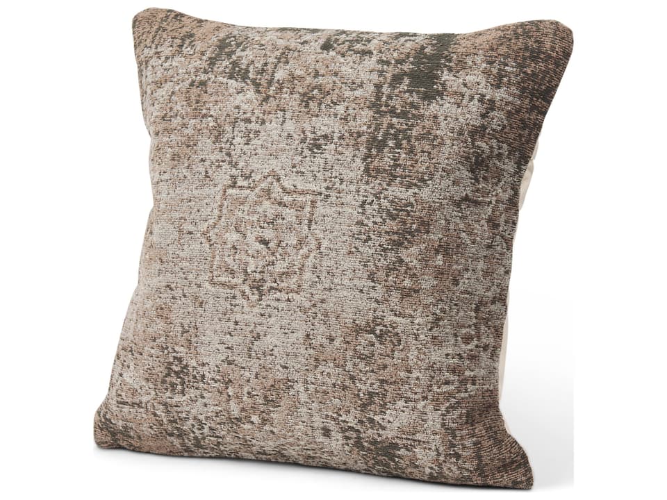 Khloe Square Jacquard Woven Cotton Chenille Pillow Cover in Taupe