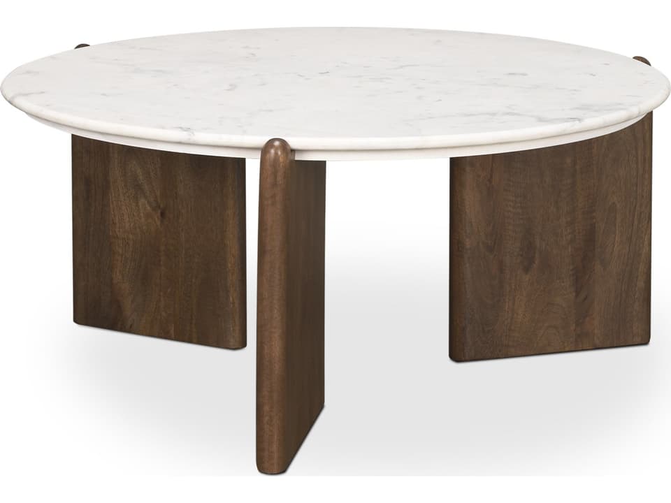 Rumer Dark Brown Wood w/ White Marble Coffee Table
