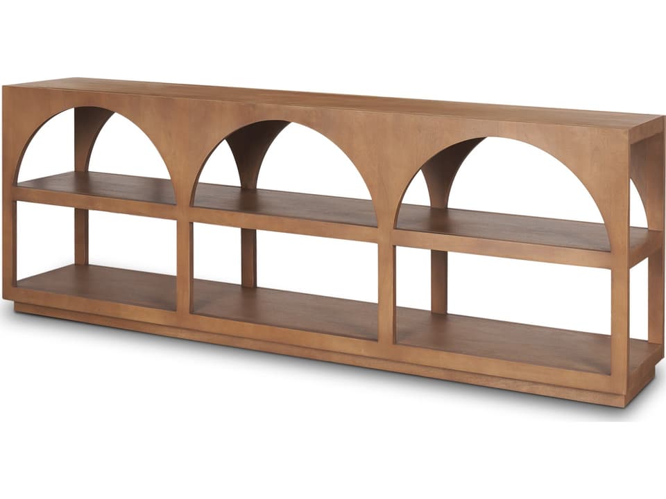 Bela Large Medium Brown Wood Arched Console Table
