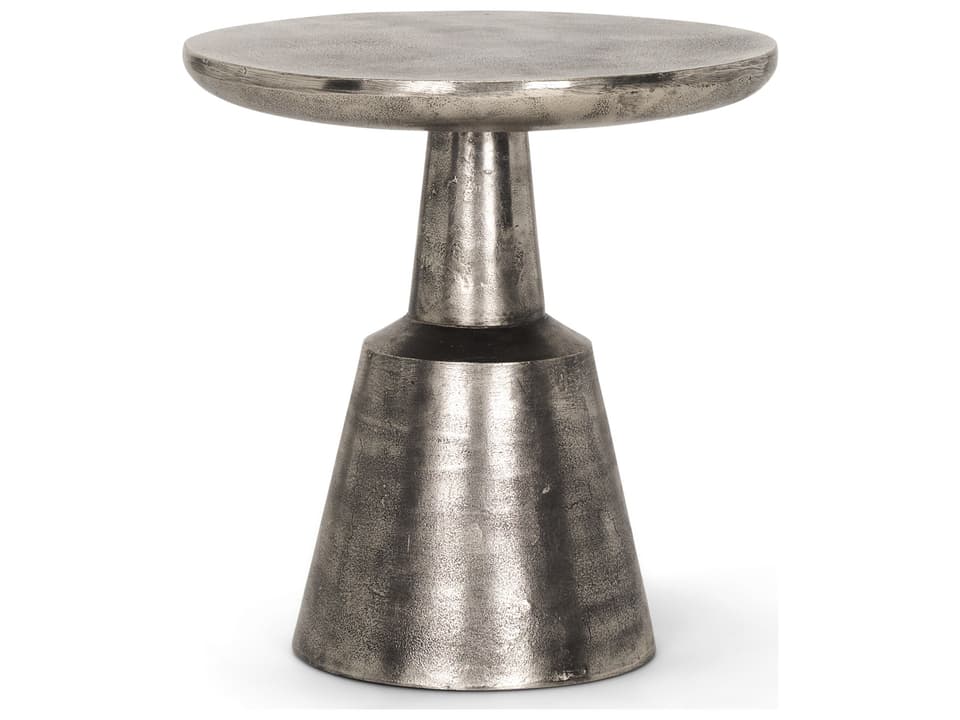 Bobbi Textured Polished Nickel Cast Aluminum Metal Accent Table