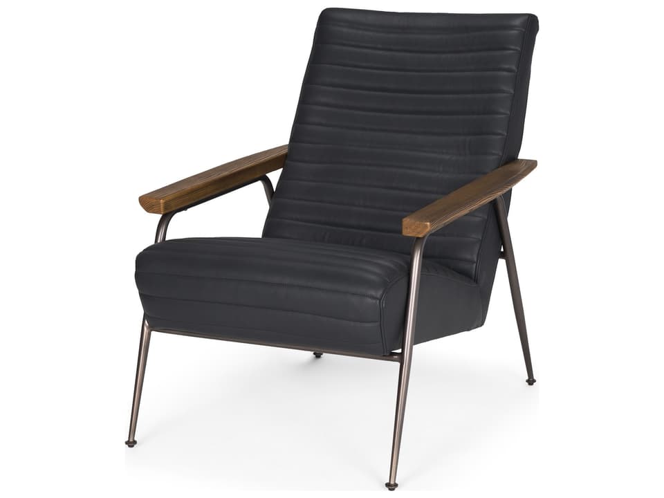 Grosjean Black Leather w/ Black Metal Frame Accent Chair