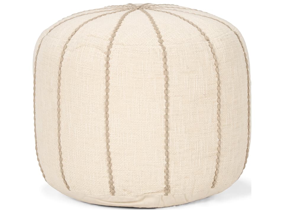 Sachi Beige w/ Stitching Pouf