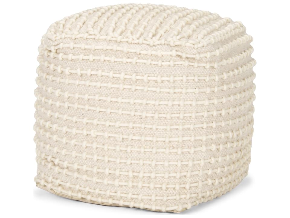 Sakaye Beige w/ Cream Stitched Patterned Pouf