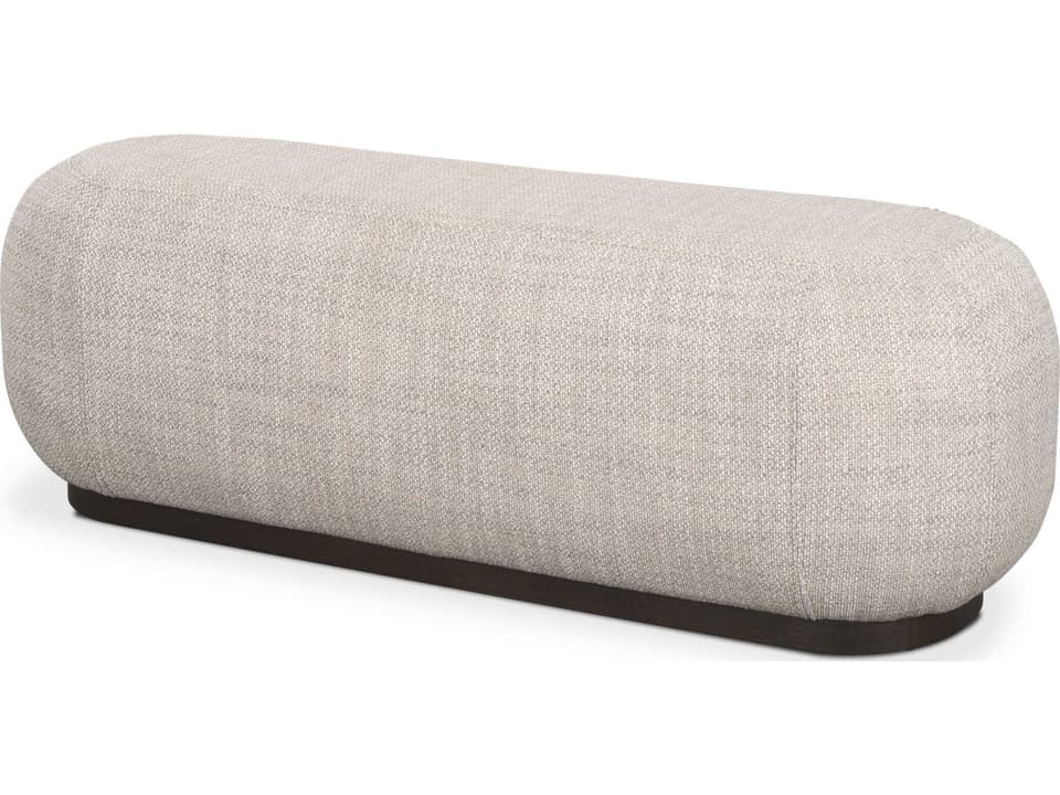 Siren Gray Fabric w/ Dark Brown Wood Oblong Bench