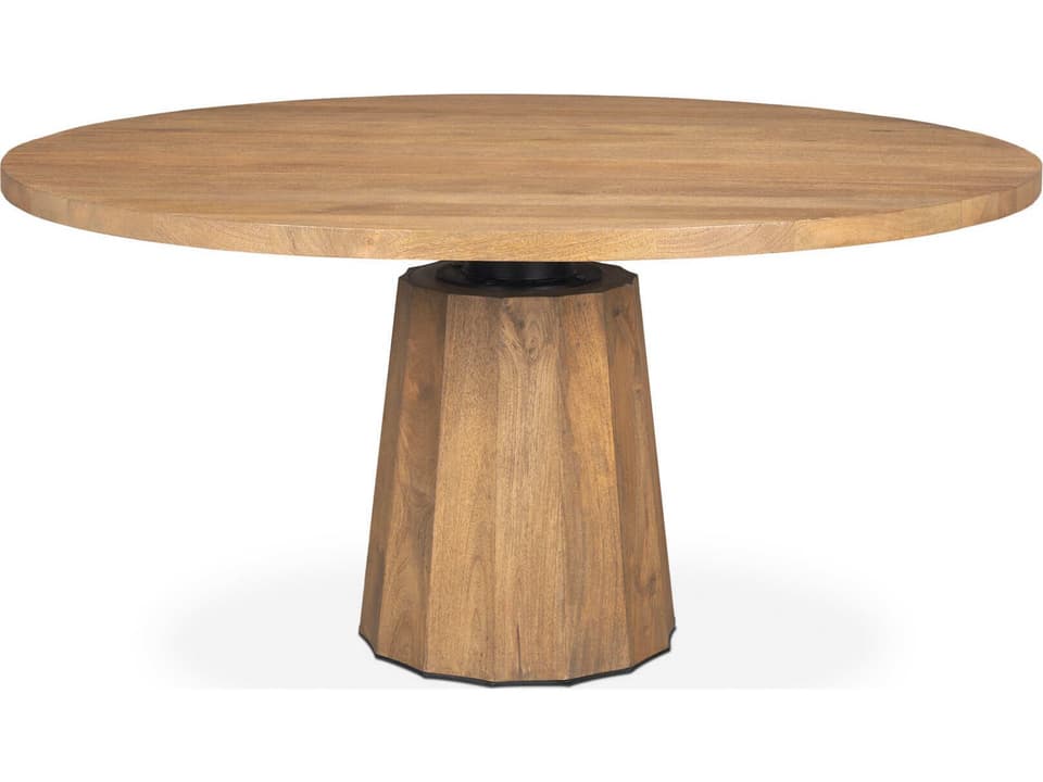 Swanson 60" Light Brown Wood Round Pedestal Dining Table