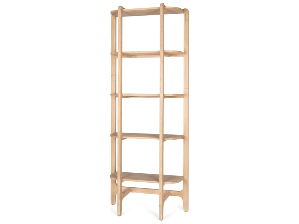 Taylin Light Brown Solid Wood Open Bookshelf