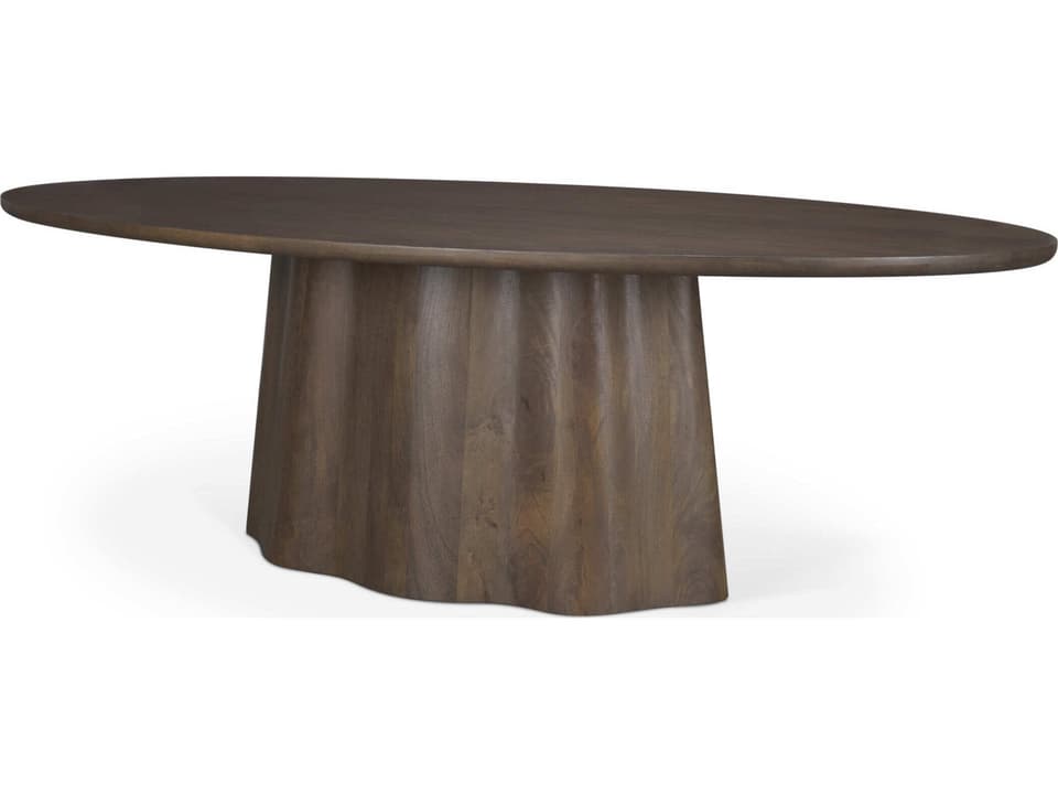 Jovani 94" Solid Dark Brown Mango Wood Oval Dining Table
