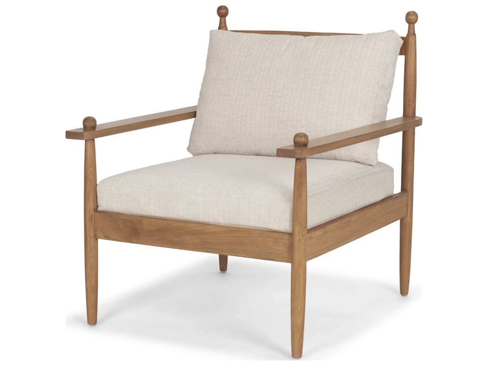 Danni Beige Fabric Beech Wood Framed Accent Lounge Chair