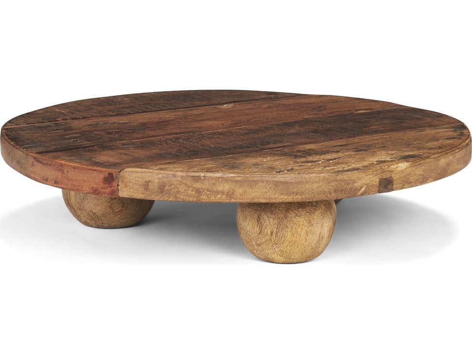 Kerra Large Round Solid Reclaimed Wood Decorative Tray