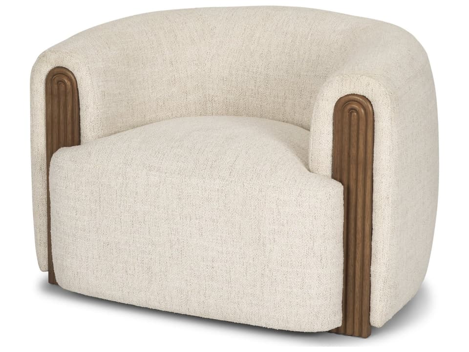 Kornelia Soft Oatmeal Fabric Barrel Accent Chair