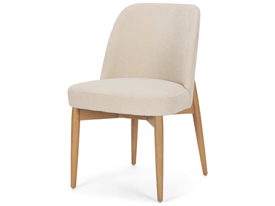 Abbie Curved Back Oatmeal Fabric Dining Side Chair