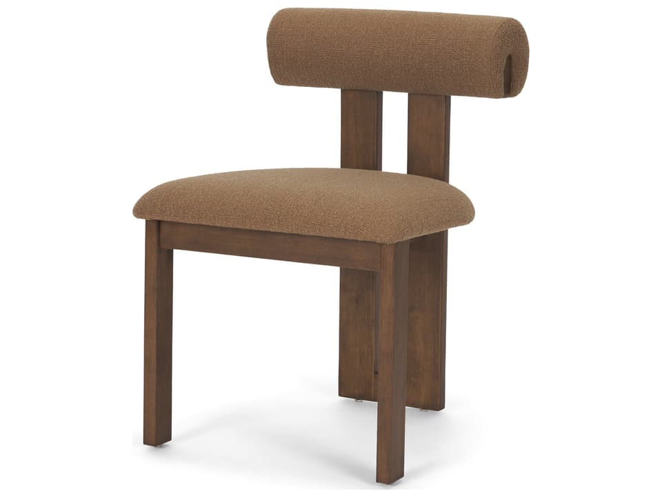 Tribeca Curve Open Back Mocha Fabric Tripod Frame Dining Chair