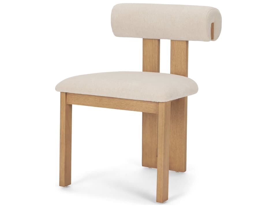 Tribeca Curve Open Back Dining Side Chair in Cream Chenille