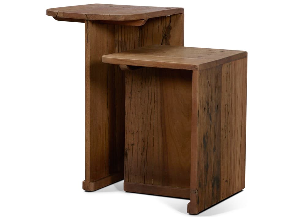 Lucan Mid-Dark Brown Reclaimed Wood Side Tables