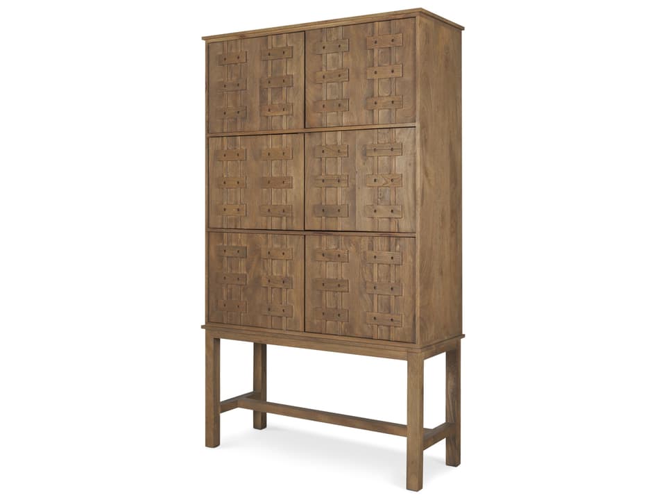 Truss Cool Brown Wood 6 Door Tall Cabinet