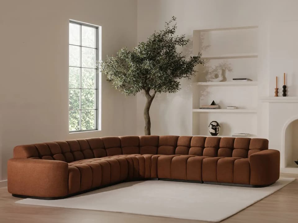 Roman Orange Upholstered Sectional Sofa
