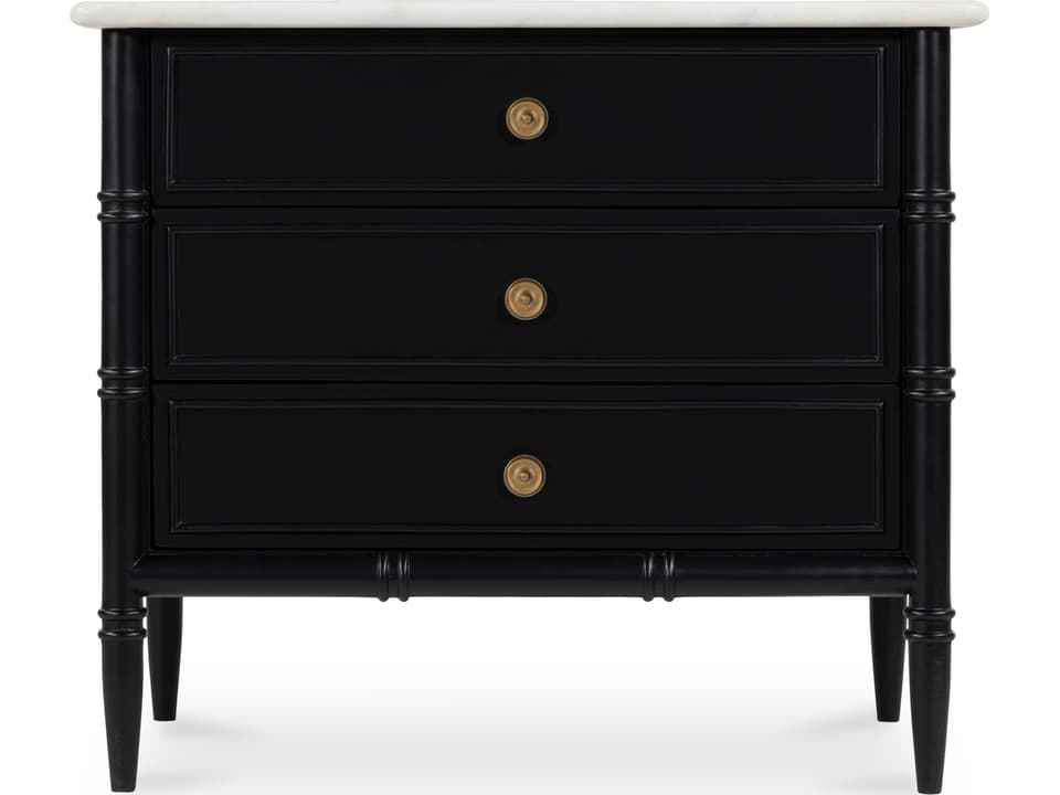 Eleanor 3-Drawer Nightstand with Marble Top in Matte Black