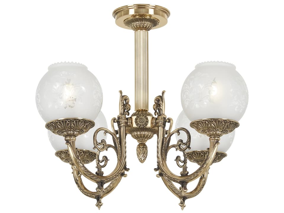 4-Light  Family Semi-Flush Mount in Antique Classic Brass