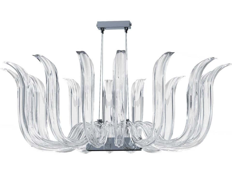 Cisne 12-Light Polished Nickel Crystal Chandelier