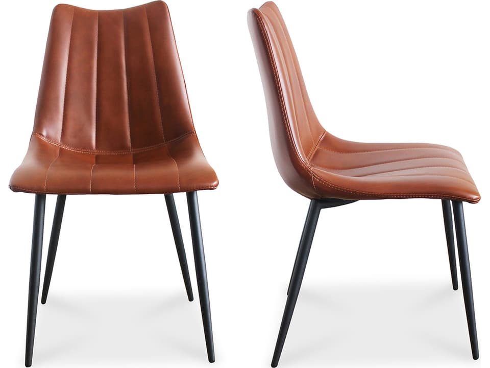 Alibi Ply Wood Brown Faux Leather Side Dining Chair - Set of Two