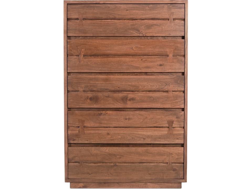 Madagascar 5-Drawers Brown Acacia Wood Accent Chest