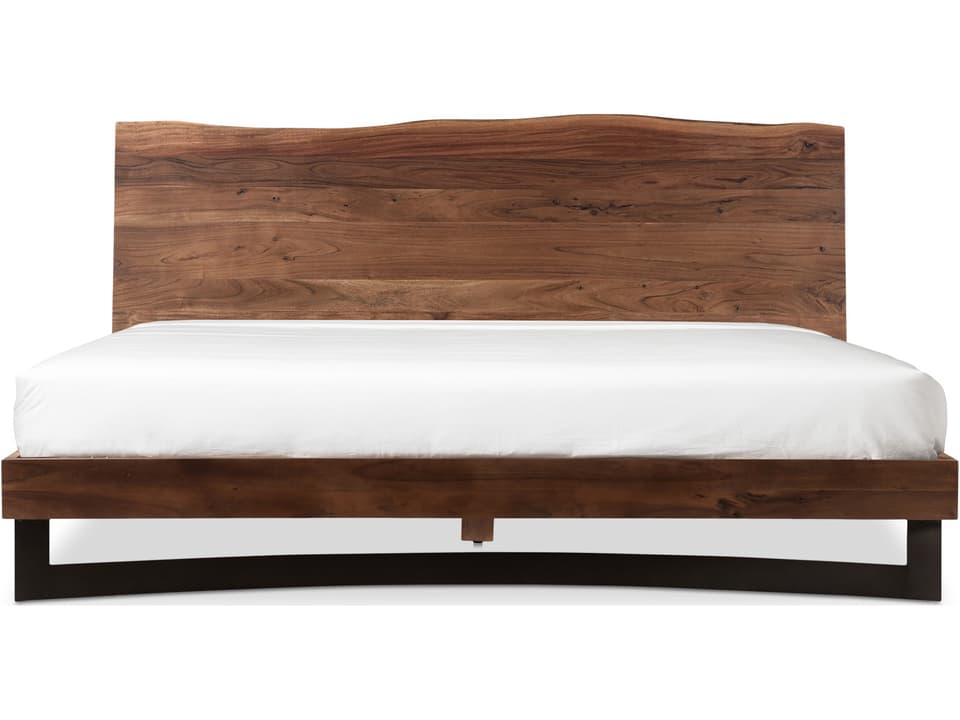 Bent King Acacia Wood Bed with Live Edge Headboard