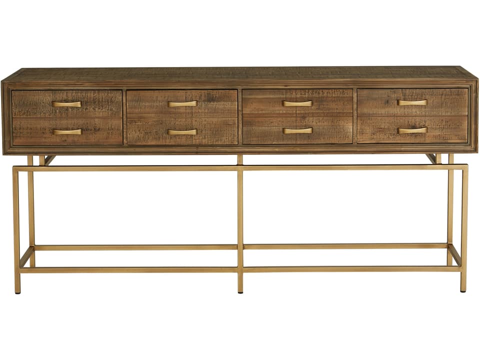 Annecy Console Table Reclaimed Wood and Brass