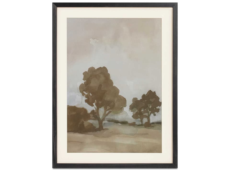 Ash Framed Print with Muted Watercolor Landscape