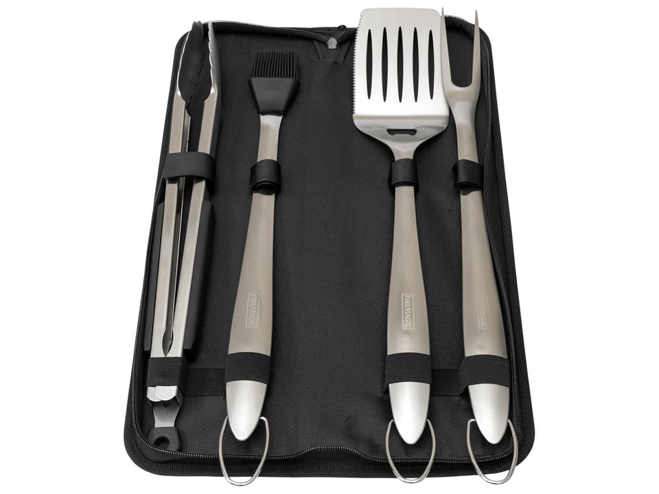 4-Piece Stainless Steel Grilling Tool Set with Nylon Case