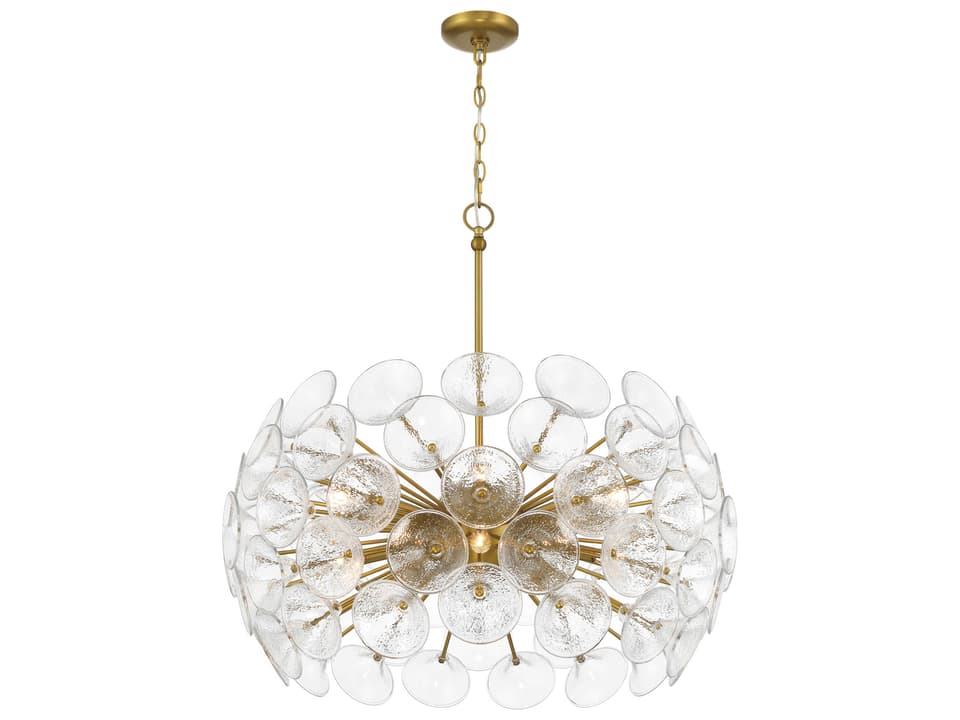 Minka-Lavery Winter 10-Light Soft Brass Sputnik Chandelier with Textured Glass